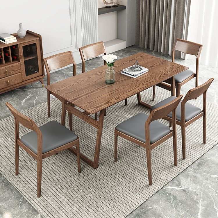 Rectangle Ash Wood Table in Walnut Contemporary Wooden Dining Table with Double Pedestal Clearhalo ' dining_table' 'Dining Tables & Seating' 'Dining Tables' 'furn' 'furn_dining_table' 'Furniture' 'furniture_dining_table' 'Kitchen & Dining Furniture' 'kitchen&dining_furn' 'kitchen' 'kitchen_dining_table' 1200x1200_82c5b307-2aab-49f4-9235-ea54359c26a5
