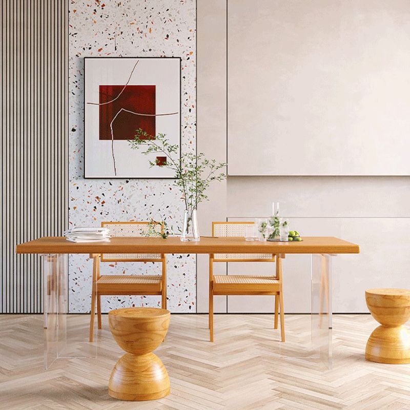 Table de bois massif moderne pour table rectangle de restaurant avec base acrylique