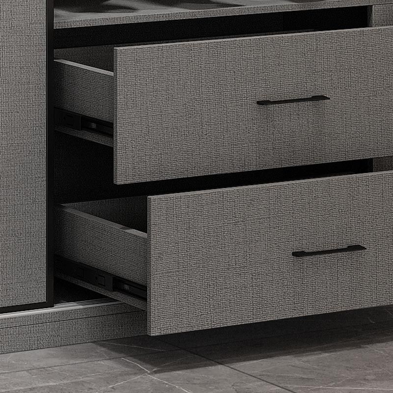 Modern Style Glass Wardrobe Gray Colour Soft Close Drawer Wardrobe Closet Clearhalo 'Armoires & Wardrobes' 'armoires_wardrobes' 'Bedroom Furniture' 'furn' 'furn_armoires_wardrobes' 'Furniture' 1200x1200_82caf3b8-62ec-47ee-bd07-02848a03fad5