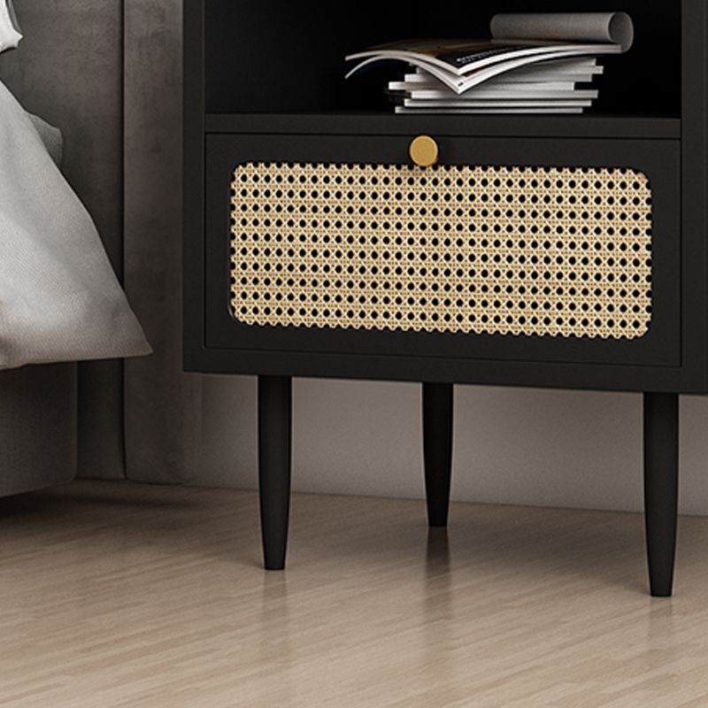 Wicker & Rattan Modern Night Table Solid Wood 2-Drawer Storage Nightstand in Black/White Clearhalo 'Bedroom Furniture' 'furn' 'furn_night_stand' 'Furniture' 'night_stand' 'Nightstands' 1200x1200_82cbdafd-360e-416e-9b7e-a039a36262e7