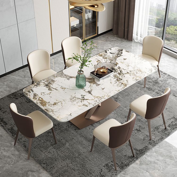 Metal Traditional Luxury Rectangle Indoor Table Sintered Stone Table with Pedestal Base Clearhalo ' dining_table' 'Dining Tables & Seating' 'Dining Tables' 'furn' 'furn_dining_table' 'Furniture' 'furniture_dining_table' 'Kitchen & Dining Furniture' 'kitchen&dining_furn' 'kitchen' 'kitchen_dining_table' 1200x1200_82cc9754-b5bd-438e-be45-0721b89e1f51