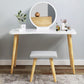 Modern Wood Make-up Vanity Mirrored Dressing Table Stool Set