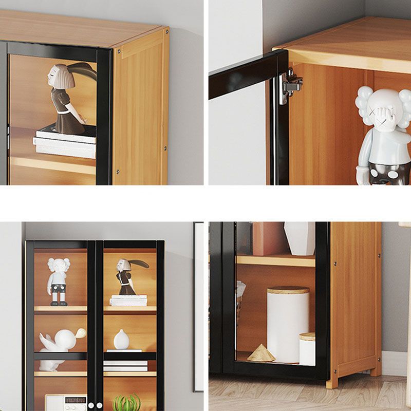 モダンなスタイルの本棚竹の閉じた本棚ホームオフィスのドア付きの本棚