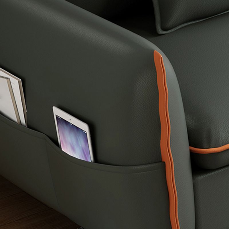 Modern Faux Leather Sectioanl with Pillow Back and Storage for Living Room