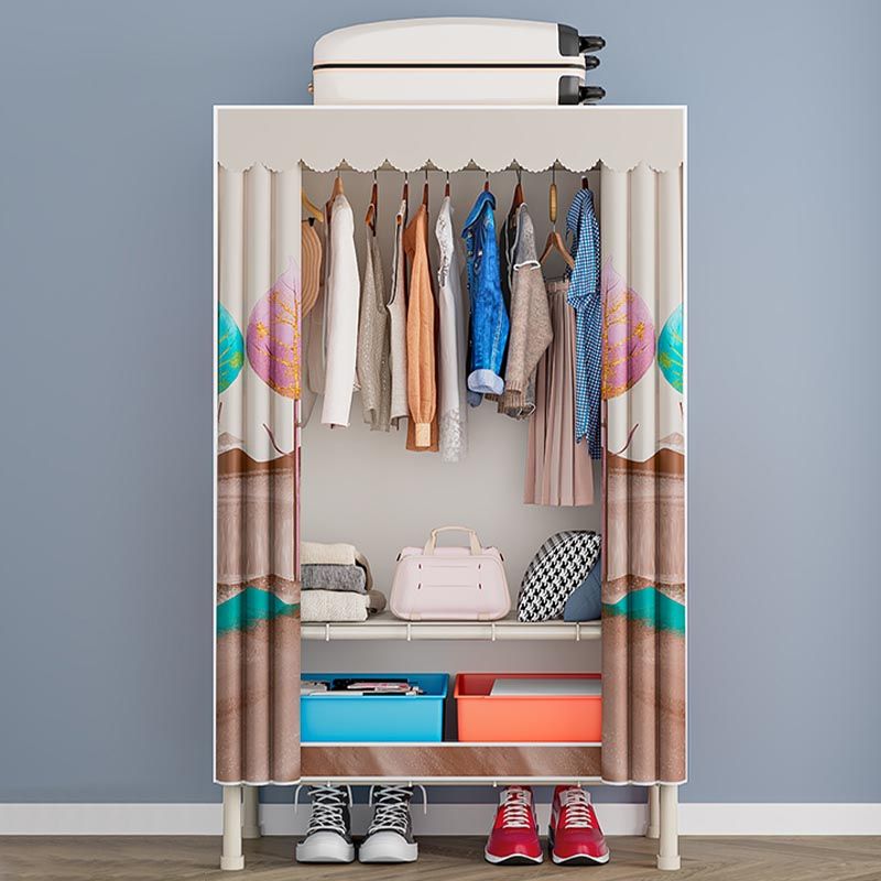 Armoire contemporaine Armoire en acier étagères réglables placis de garde-robe pour chambre à coucher