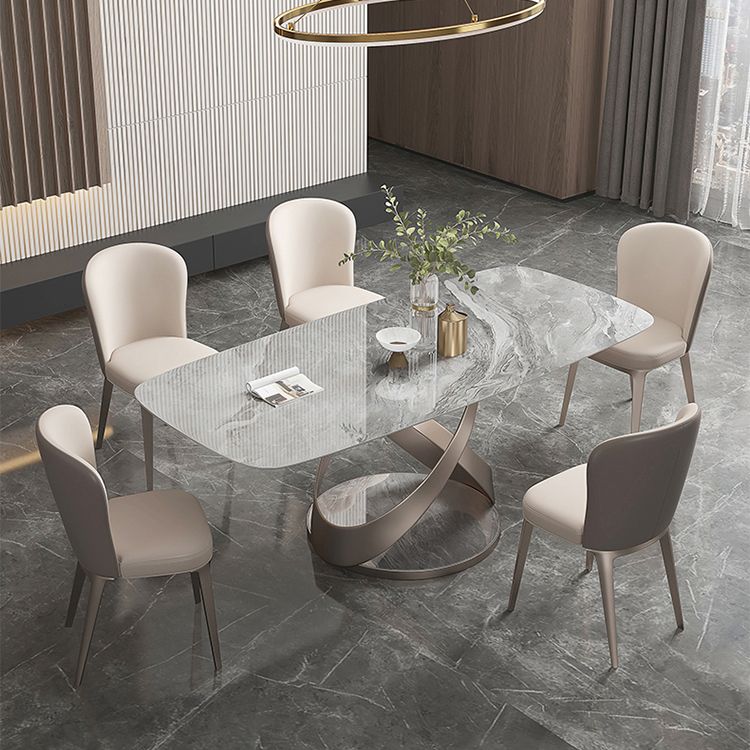 Traditional Luxury Dining Table Gray Rectangle Sintered Stone Dining Table with Pedestal Base Clearhalo ' dining_table' 'Dining Tables & Seating' 'Dining Tables' 'furn' 'furn_dining_table' 'Furniture' 'furniture_dining_table' 'Kitchen & Dining Furniture' 'kitchen&dining_furn' 'kitchen' 'kitchen_dining_table' 1200x1200_82d01beb-7c69-44a6-aa49-7a42cc39a087