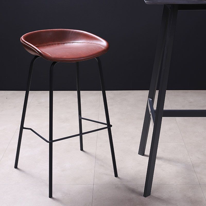 Leather Seat Barstool Industrial Metal Counter Stool with Low Back Clearhalo 'Bar Furniture' 'Bar Stools' 'bar_stools' 'furn' 'furn_bar_stools' 'furniture_bar_stools' 'Kitchen & Dining Furniture' 'kitchen&dining_furn' 'kitchen' 'kitchen_furn' Furniture' 1200x1200_82d0baf8-b1f5-4f7c-b159-443bb3c41a97