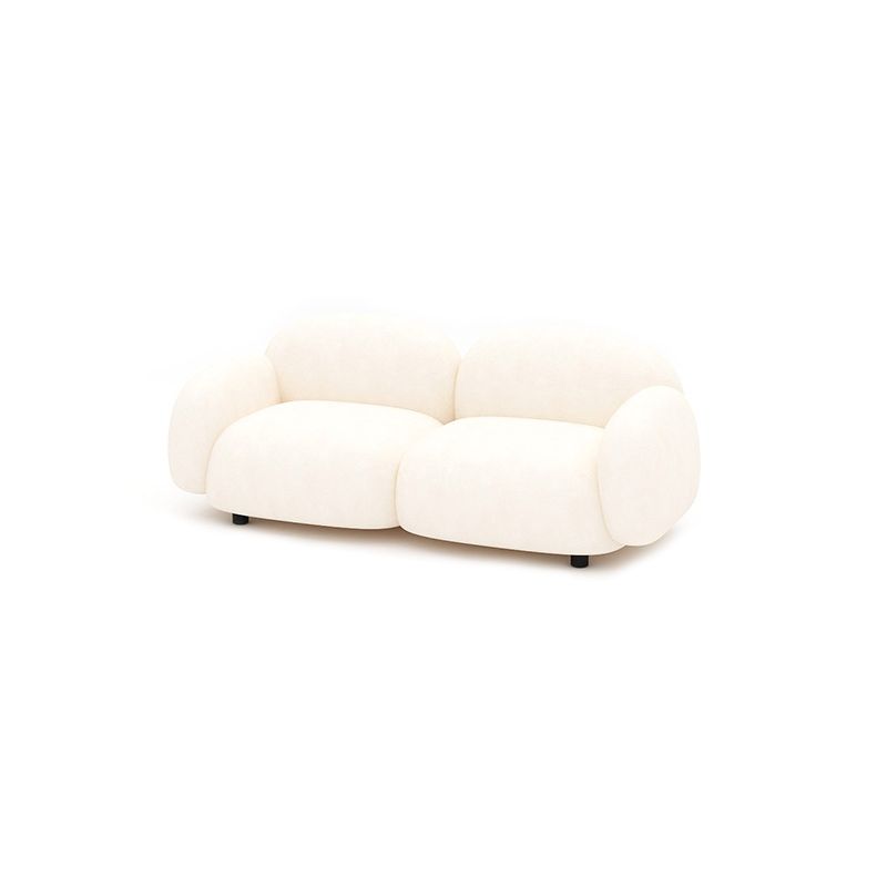 Modern Rolled Arm Sofa White Velvet Sofa for Living Room, Apartment