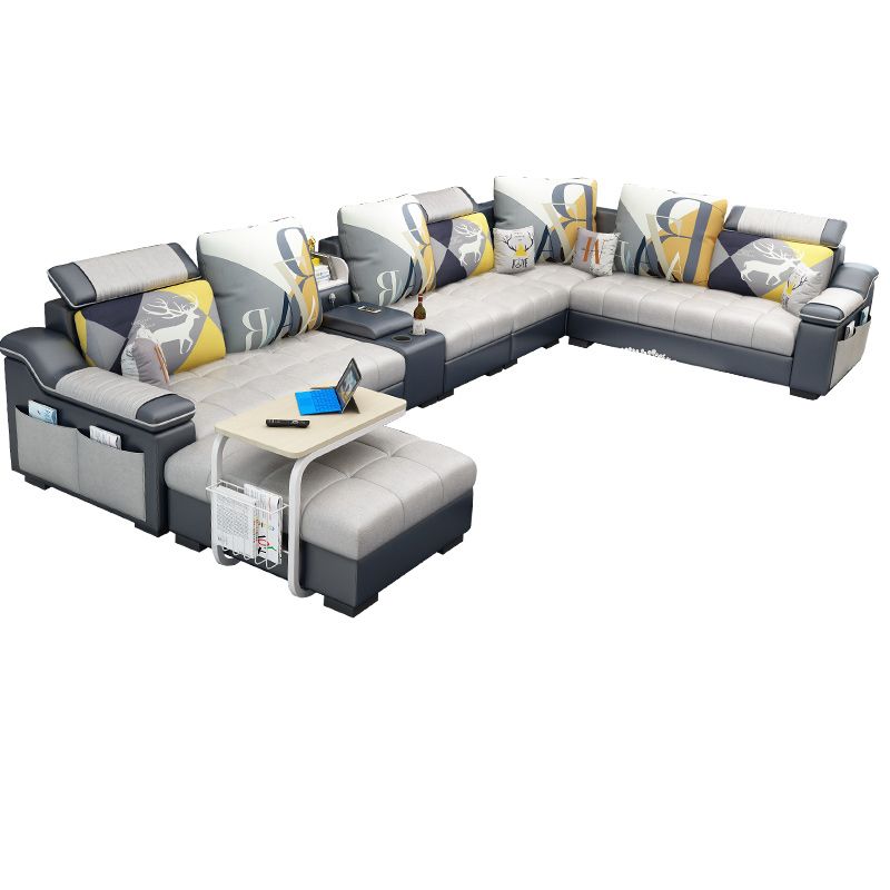 Sloped Arms Pillowed Back Cushions Sectionals Sofas for Living Room Clearhalo 'furn' 'furn_sectionals' 'Furniture' 'furniture_sectionals' 'kitchen' 'kitchen_sectionals' 'Living Room Furniture' 'Sectionals' 1200x1200_82d29354-38d7-4d6e-8106-998979c1def1