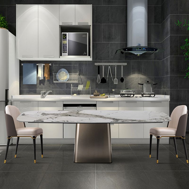 Luxury Style Sintered Stone Table Single Pedestal Base Rectangle Table for Home Clearhalo ' dining_table' 'Dining Tables & Seating' 'Dining Tables' 'furn' 'furn_dining_table' 'Furniture' 'furniture_dining_table' 'Kitchen & Dining Furniture' 'kitchen&dining_furn' 'kitchen' 'kitchen_dining_table' 1200x1200_82d33c49-2998-4733-9a66-f629e4c987df
