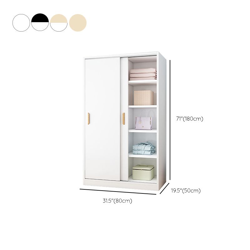 Wood Frame Wardrobe Freestanding Wardrobe Armoire with Shelves and Clothes Rail