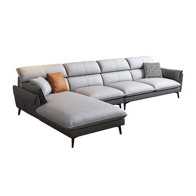 Contemporary Faux Leather Square Arm Sofa Sewn Pillow Back Sfa