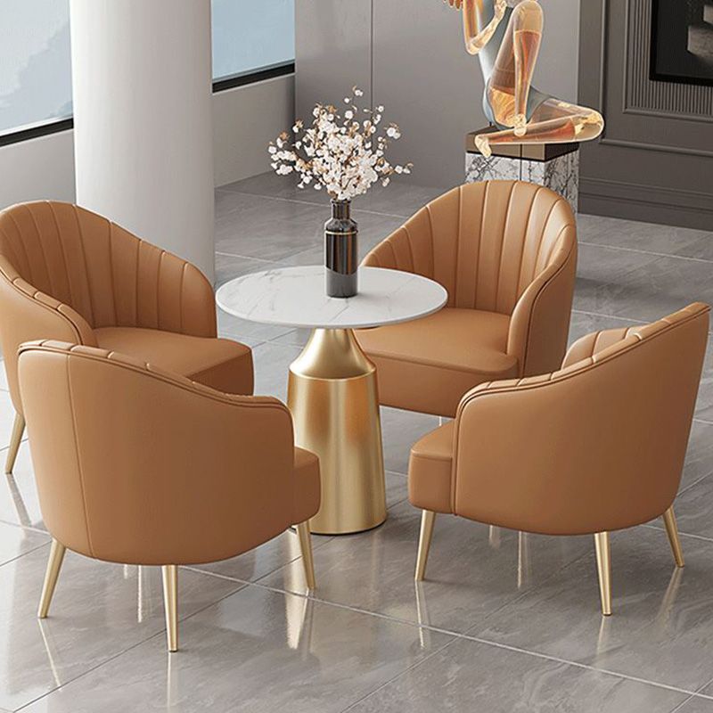 Modern Round Dining Table Glossy White Stone Top Table for Home Clearhalo 'Dining Tables & Seating' 'Dining Tables' 'dining_table' 'furn' 'furn_dining_table' 'Furniture' 'Kitchen & Dining Furniture' 1200x1200_82d64f82-230a-4fc0-994a-abd333dd5202