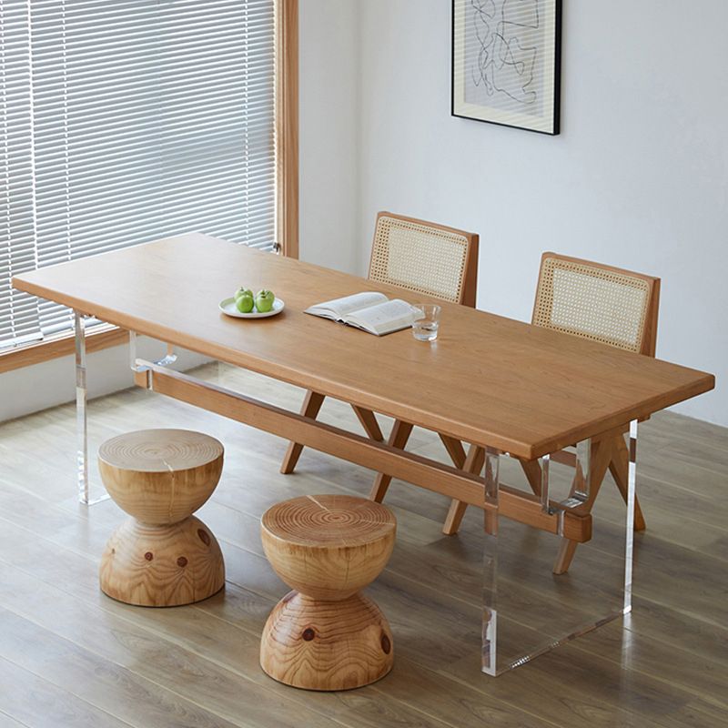 Modern Style Rectangle Dining Table Wood Table with Plastic Legs for Home Clearhalo 'Dining Tables & Seating' 'Dining Tables' 'dining_table' 'furn' 'furn_dining_table' 'Furniture' 'Kitchen & Dining Furniture' 1200x1200_82d7fac4-b9b8-4472-b31a-03b2c319e48a