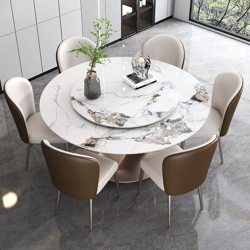Glam Dining Round Table Sintered Stone Table with Metal Legs for Home Use Clearhalo 'Dining Tables & Seating' 'Dining Tables' 'dining_table' 'furn' 'furn_dining_table' 'Furniture' 'Kitchen & Dining Furniture' 1200x1200_82da85bc-434b-4d53-893a-a79e367e02ed