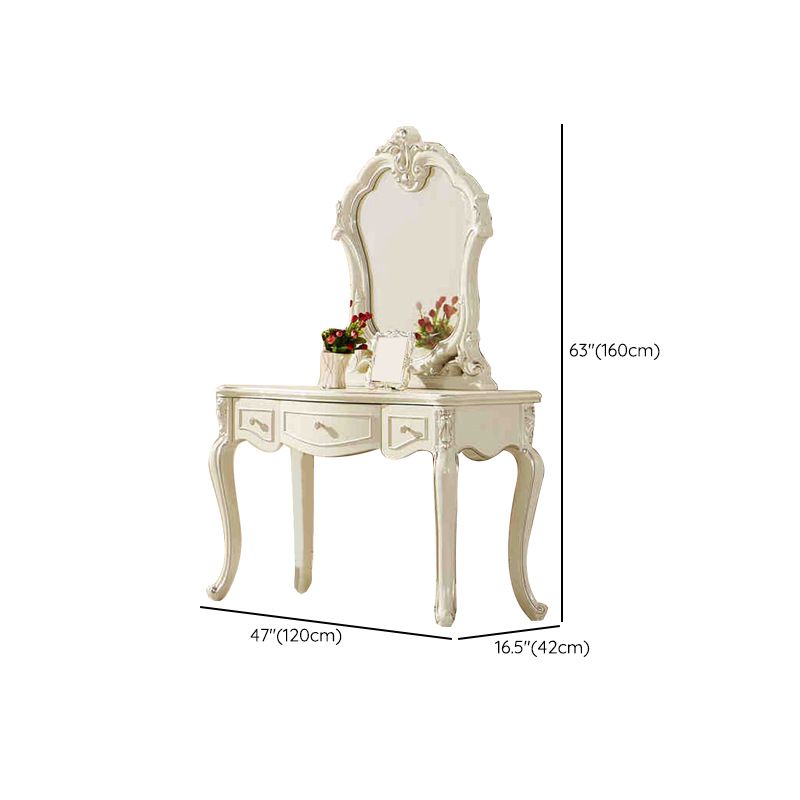 Victorian Solid Wood Vanity Dressing Table with Drawers Mirrored Makeup Vanit