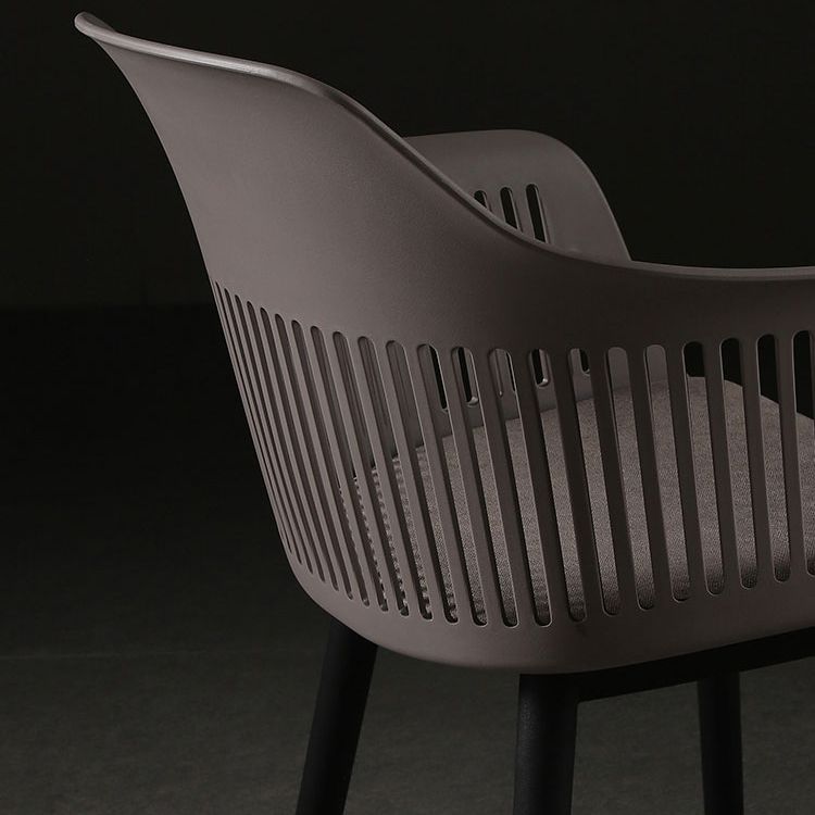 Contemporary Slat Back Arm Chair Matte Finish Metal Chair for Patio Clearhalo ' kitchen&dining_furn' 'Dining Chairs' 'Dining Tables & Seating' 'dining_chair' 'furn' 'furn_dining_chair' 'Furniture' 'furniture_dining_chair' 'Kitchen & Dining Furniture' 'kitchen' 1200x1200_82dcce3a-37cc-4419-a0ee-d7b1e0b98379