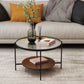 Round Glass Cross Legs Coffee Cocktail Table with Storage Shelf - 17.7" H Clearhalo 'Coffee & Accent Tables' 'Coffee Tables' 'coffee_tables' 'furn' 'furn_coffee_tables' 'Furniture' 'Living Room Furniture' 1200x1200_82dd3c6f-3840-475e-937a-ee94e4340f15