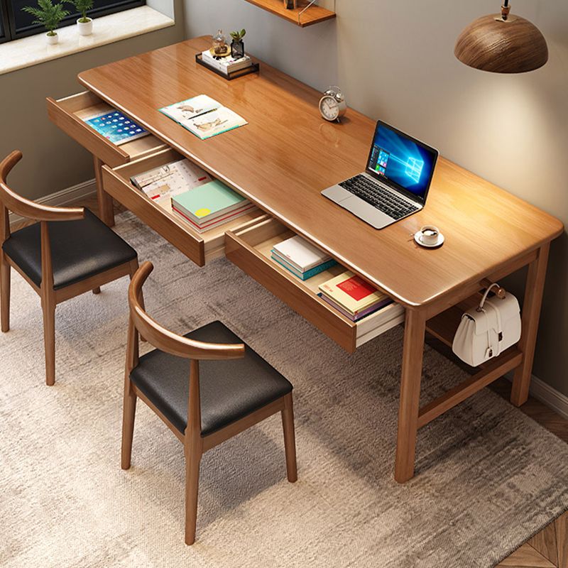 Solid Wood Rectangle Writing Desk Modern 29.53" Tall Office Desk with 3 Drawers Clearhalo 'furn' 'furn_office_desk' 'Furniture' 'Office Desks' 'Office Furniture' 'office_desk' 1200x1200_82e006e8-a946-4043-859c-db6b6006e41d