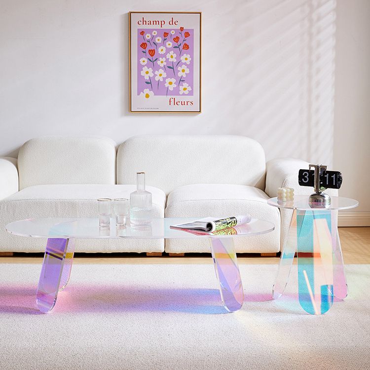 Modern Round/Elliptical Coffee Table Colored Plastic Cocktail Table Clearhalo 'Coffee & Accent Tables' 'Coffee Tables' 'coffee_tables' 'furn' 'furn_coffee_tables' 'Furniture' 'furniture_coffee_tables' 'Living Room Furniture' 1200x1200_82e1f4ca-5c19-4551-9a91-0cd5ce62f25c