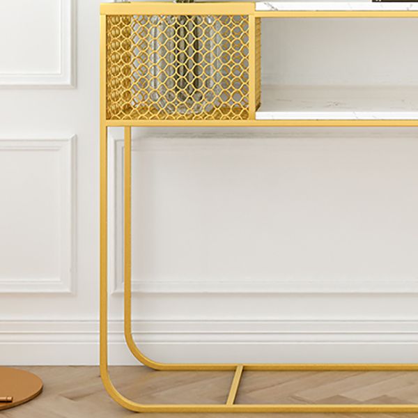 Tavolo console in marmo glam rettangolo bianco tavolo accento per la sala
