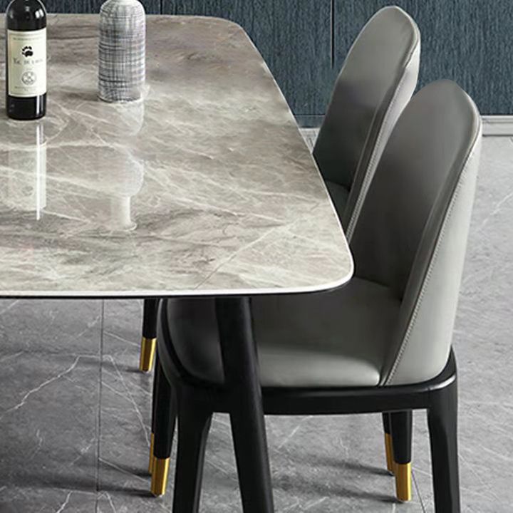 Traditional Luxury Rectangle Dining Table Grey Sintered Stone Table with 4 Black Legs Clearhalo ' dining_table' 'Dining Tables & Seating' 'Dining Tables' 'furn' 'furn_dining_table' 'Furniture' 'furniture_dining_table' 'Kitchen & Dining Furniture' 'kitchen&dining_furn' 'kitchen' 'kitchen_dining_table' 1200x1200_82e3da65-7f68-4a86-a138-7cd0adbccbaf