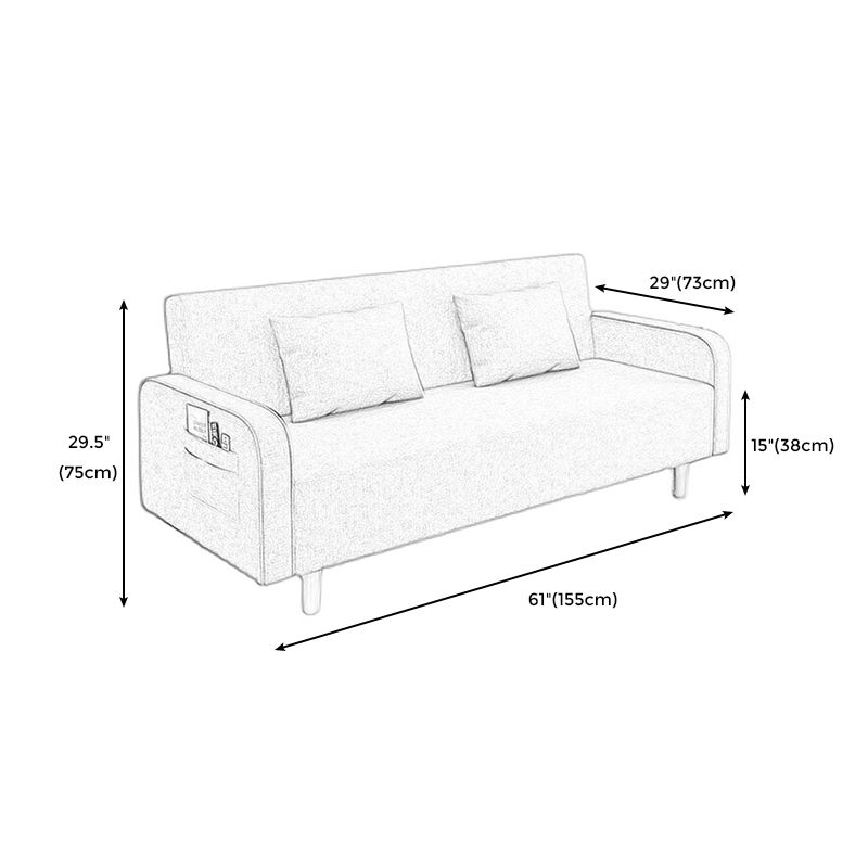 Square Arm Split Back Nordic Fabric 3-seat Sofa Spleeper Sofa 28.74" D x 35.43" H Clearhalo 'furn' 'furn_sofas' 'Furniture' 'furniture_sofas' 'kitchen' 'kitchen_sofas' 'Living Room Furniture' 'Sofa' 'sofas' 1200x1200_82e3dc0b-dd32-4a6c-8207-053510598edc