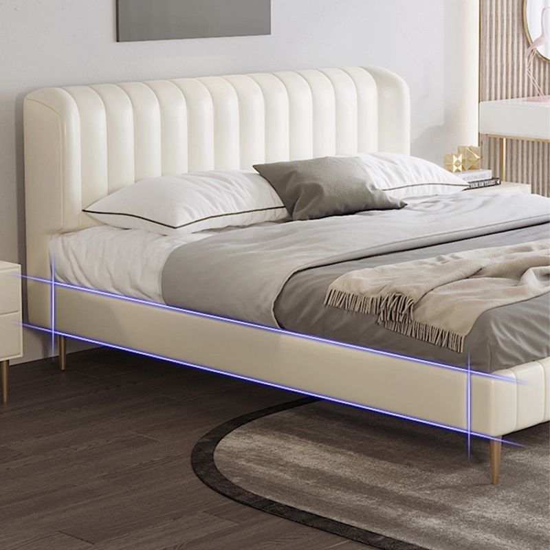 Echt lederen gestoffeerd bedframe crème crème low wingback bed