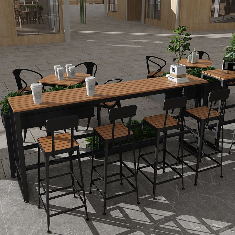 Modern 1/2/5 Pieces Metal Bar Table Set Rectangle Bar Table with High Stools Clearhalo 'Bar Furniture' 'furn' 'furn_home_bar_bar_sets' 'Furniture' 'Home Bars & Bar Sets' 'home_bar_bar_sets' 'Kitchen & Dining Furniture' 1200x1200_82e4c50a-e96c-42cb-b4b8-f6efca8245c4