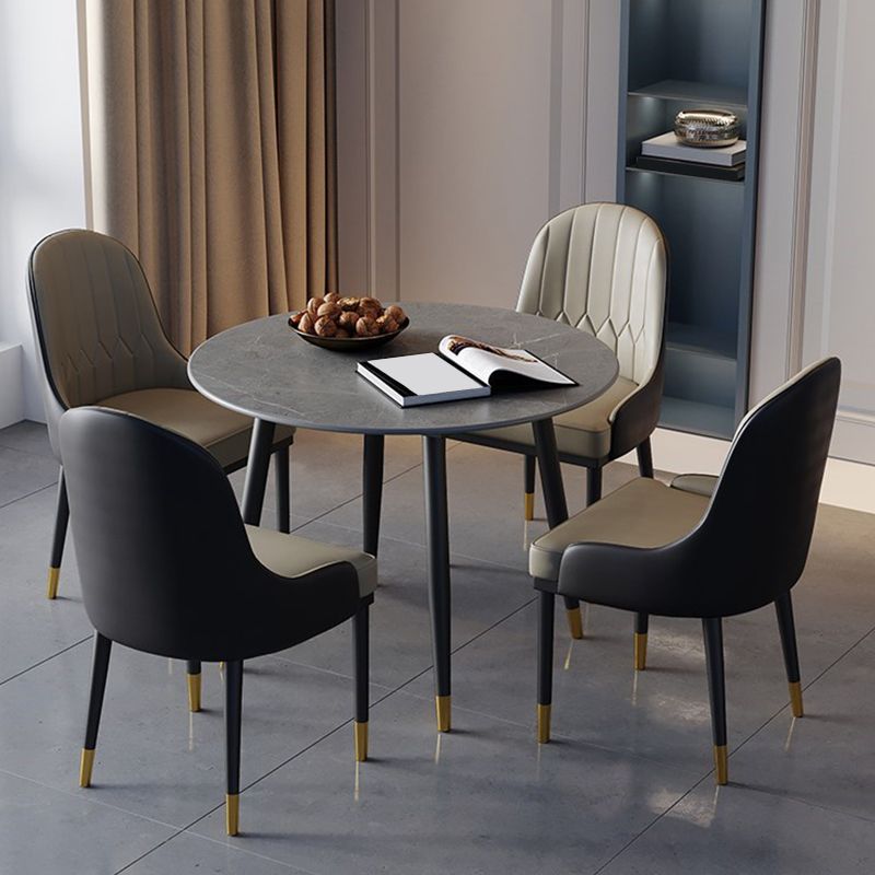 Industrial Style Dining Table Sintered Stone 4 Legs Table for Home