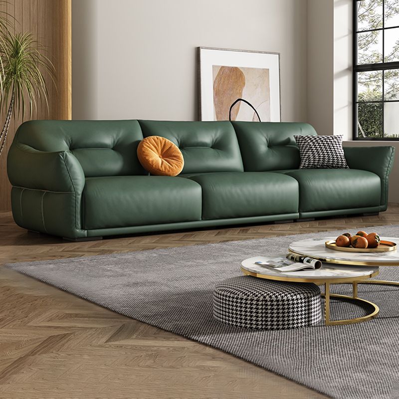 Eigentijdse groene vierkante arm echt leerstationaire bank