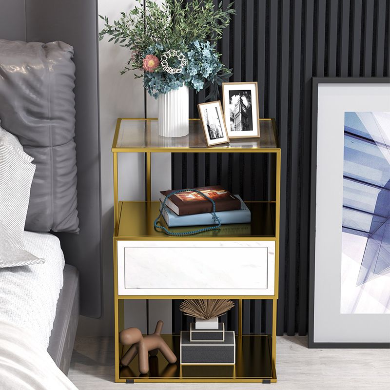 Armoire de chevet en verre inférieur industriel avec tiroir pour chambre à coucher