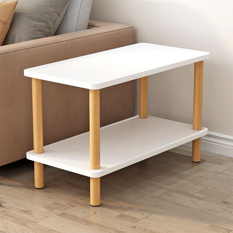 Table d'appoint en bois à double niveau de style moderniste géométrique pour le salon