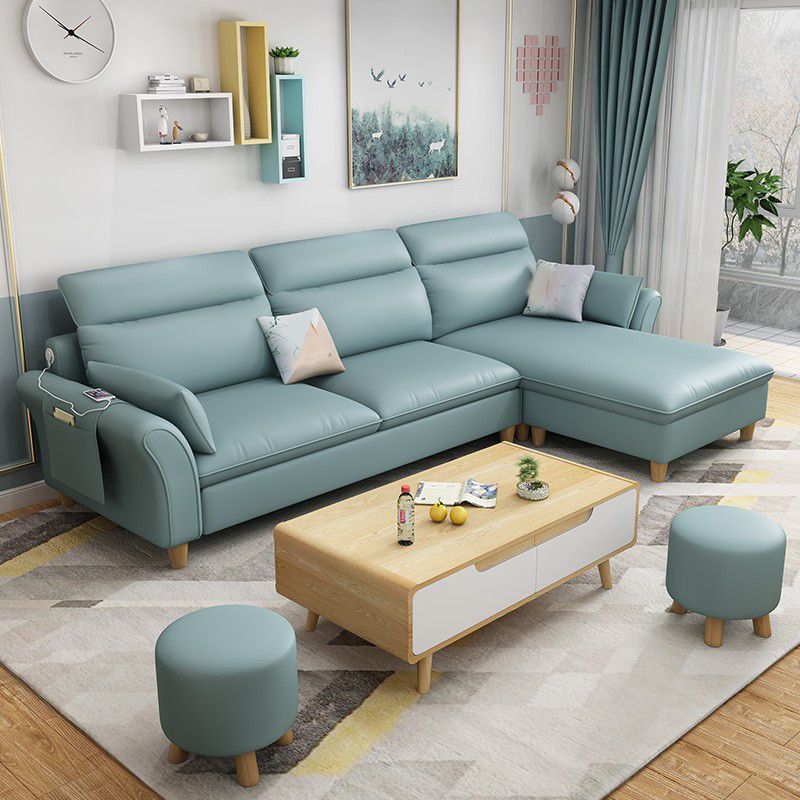 Flared Arms Sofa with Ottoman Included and Storage for 3 People