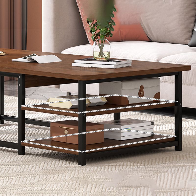 Tavolo da cocktail di caffè rettangolare moderno con scaffali di stoccaggio