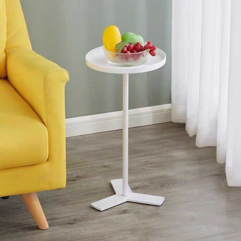 Mid-Century Style Sofa Side Accent Table Metal Pedestal End Table