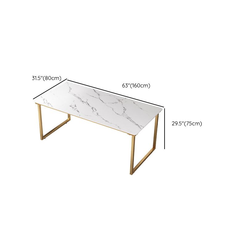 Bureau de bureau Glam Stone 29.53 pouces de haut avec base en métal