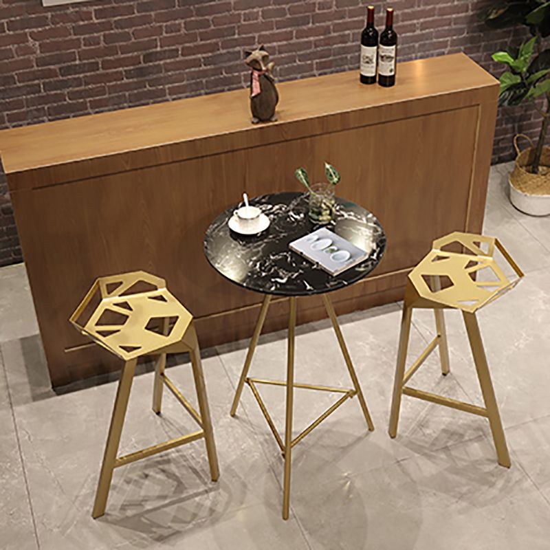 Glam Style Gold Iron Bar Table Round Top Marble Indoor Bistro Table - 23.6"W x 41.3"H Clearhalo 'Bar Furniture' 'Bar Tables' 'bar_tables' 'furn' 'furn_bar_tables' 'Furniture' 'furniture_bar_tables' 'Kitchen & Dining Furniture' 'kitchen&dining_furn' 'kitchen' 1200x1200_82ee17a5-65ac-4d11-85fc-b3a76c859c74