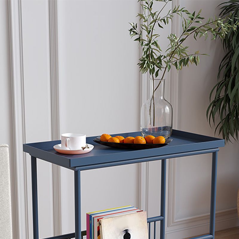 Contemporary Rectangular Side Table Metal 4 Legs End Table with Shelf
