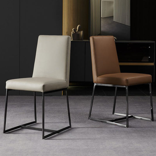 Leather Matte Finish Dining Chair Contemporary Home Solid Back Side Chair