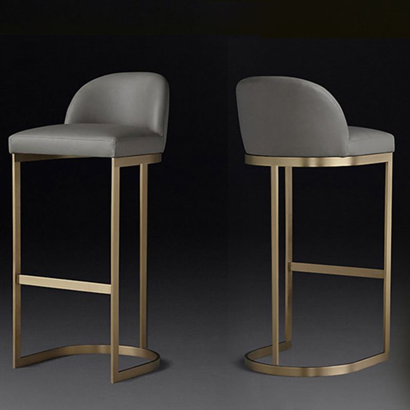 Glam Mental Leather Bar Stools Indoor Barstool with Iron Legs and Low Back Clearhalo 'Bar Furniture' 'Bar Stools' 'bar_stools' 'furn' 'furn_bar_stools' 'furniture_bar_stools' 'Kitchen & Dining Furniture' 'kitchen&dining_furn' 'kitchen' 'kitchen_furn' Furniture' 1200x1200_82f10dba-ad9c-4d35-b54d-238d9b46270f
