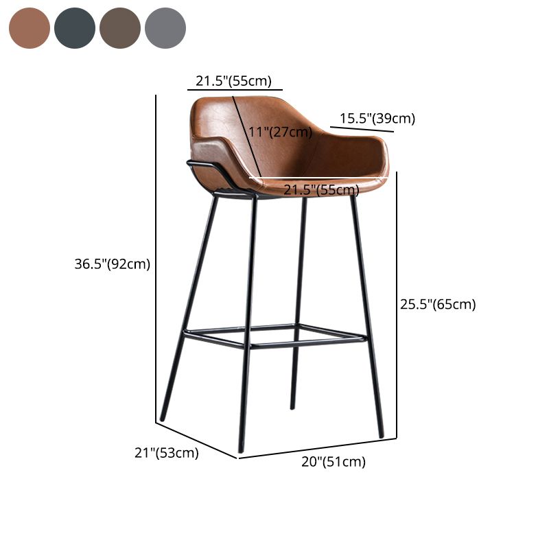 Industrial Iron Low Back Barstool Simple Indoor Tall Stool with Leather Seat Clearhalo 'Bar Furniture' 'Bar Stools' 'bar_stools' 'furn' 'furn_bar_stools' 'furniture_bar_stools' 'Kitchen & Dining Furniture' 'kitchen&dining_furn' 'kitchen' 'kitchen_furn' Furniture' 1200x1200_82f2a237-ebaf-48bc-ab08-397efa7eee54