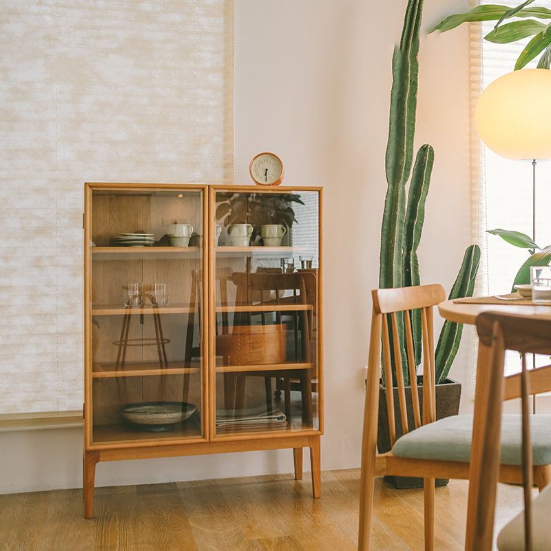 Modern Pine Wood Credenza Glass Doors Cabinets Dining Server for Living Room Clearhalo 'buffet_sideboard' 'Buffets & Sideboards' 'furn' 'furn_buffet_sideboard' 'Furniture' 'furniture_buffet_sideboard' 'Kitchen & Dining Furniture' 1200x1200_82f34103-37df-49d6-8dce-316f2293262c