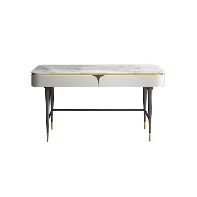 Weißer Waschtisch-Make-up-Eitelkeit Stone Top Spintenstühle Set