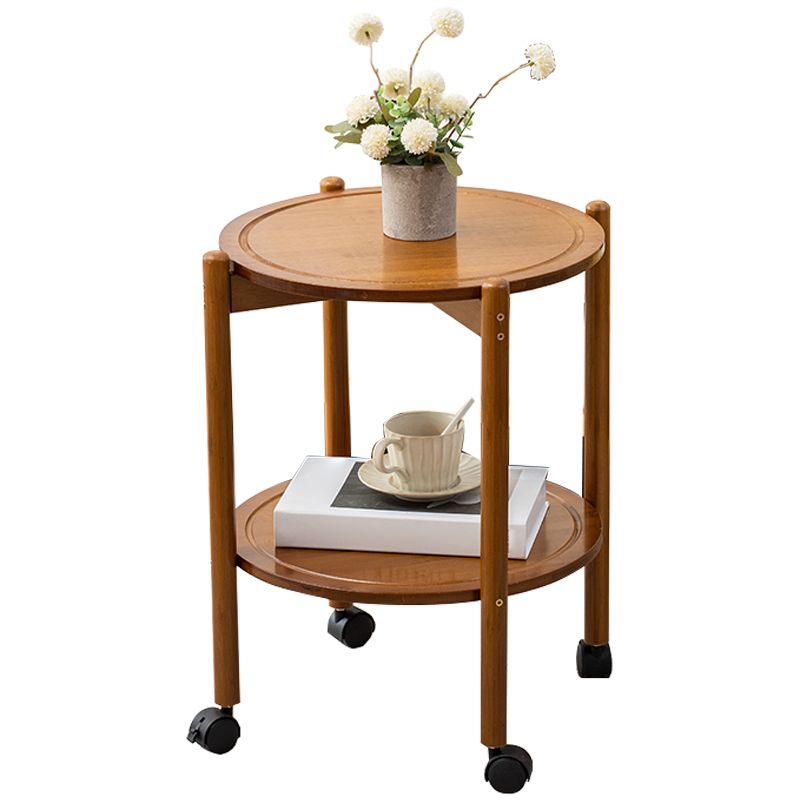 Modern Round Wood Side Table with 4 Legs and Storage for Living Room Clearhalo 'Coffee & Accent Tables' 'End & Side Tables' 'end_side_table' 'end_side_tables' 'furn' 'furn_end_side_tables' 'Furniture' 'furniture_end_side_table' 'Living Room Furniture' 1200x1200_82f43a20-4d4c-4d8e-bd62-0657b9e8cd74
