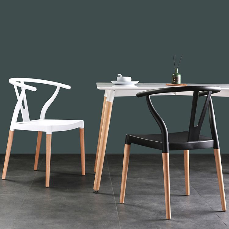 Modern Beech Wishbone Arm Chair Matte Finish Plastic Dining Chair Clearhalo ' kitchen&dining_furn' 'Dining Chairs' 'Dining Tables & Seating' 'dining_chair' 'Furniture' 'furniture_dining_chair' 'Kitchen & Dining Furniture' 'kitchen' 1200x1200_82f5ce0c-5082-45d1-9c84-be2fade7b85d