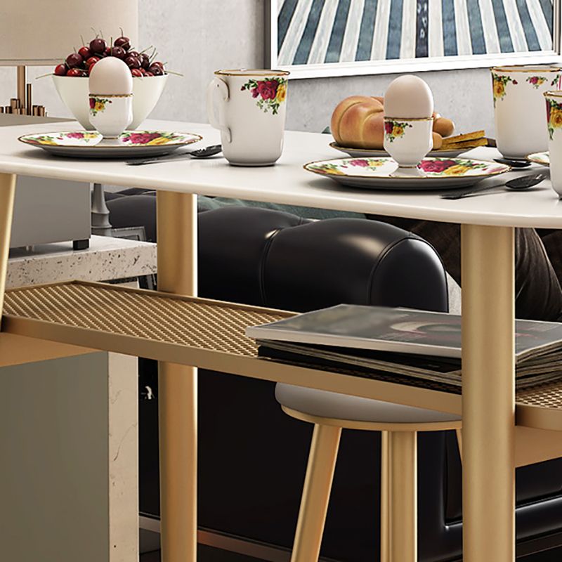 Dining Room Stone Top Counter Table Metal 4 Legs Glam Style Bar Table, Only Table Clearhalo 'Bar Furniture' 'Bar Tables' 'bar_tables' 'furn' 'furn_bar_tables' 'Furniture' 'furniture_bar_tables' 'Kitchen & Dining Furniture' 1200x1200_82f60ec3-e517-4c57-bcea-775f5a6c02d1