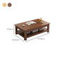 Modern 17.7" H Brown/ Natural Rectangle Wooden 4 Legs Coffee Table with Shelf