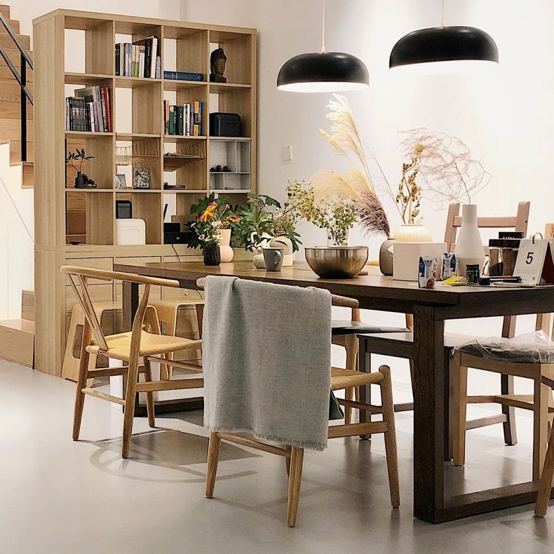 Minimalist Kitchen Standard Dining Table Solid Wood Rectangle Dining Table with Double Pedestal Clearhalo ' dining_table' 'Dining Tables & Seating' 'Dining Tables' 'furn' 'furn_dining_table' 'Furniture' 'furniture_dining_table' 'Kitchen & Dining Furniture' 'kitchen&dining_furn' 'kitchen' 'kitchen_dining_table' 1200x1200_82f8acdf-be9c-4544-8bb2-f29cda036769