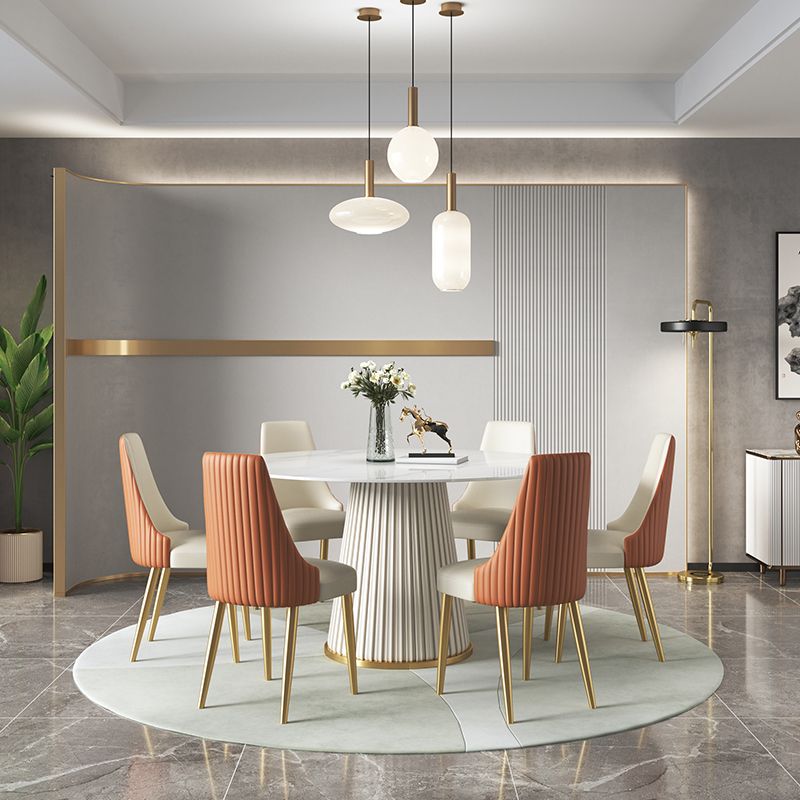 1/3/4/7 Pcs Metal Modern Dining Room Set with Round Table and Metal Base Dining Set Clearhalo 'Dining Room Sets' 'Dining Tables & Seating' 'dining_room_set' 'furn' 'furn_dining_room_set' 'Furniture' 'furniture_dining_room_set' 'Kitchen & Dining Furniture' 'kitchen&dining_furn' 'kitchen' 1200x1200_82fa0062-0902-4cbf-87e3-b9b8671f8891